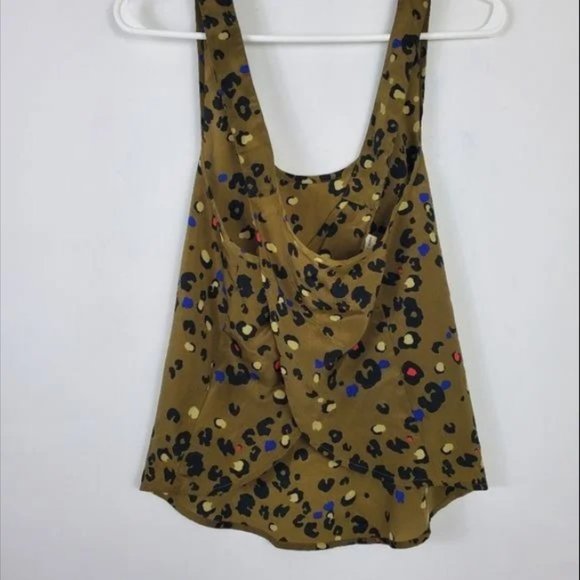 Accessories - Silence + Noise Open Back Tank Top Womens Size M Olive Green Colorful Animal